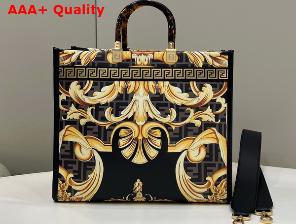 Fendi Sunshine Medium Fendace Printed FF Leather Shopper Multicolor Replica