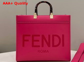 Fendi Sunshine Medium Fuchsia Leather Shopper Replica