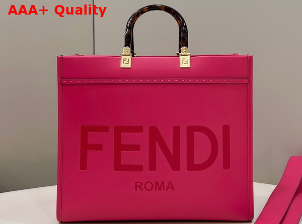 Fendi Sunshine Medium Fuchsia Leather Shopper Replica