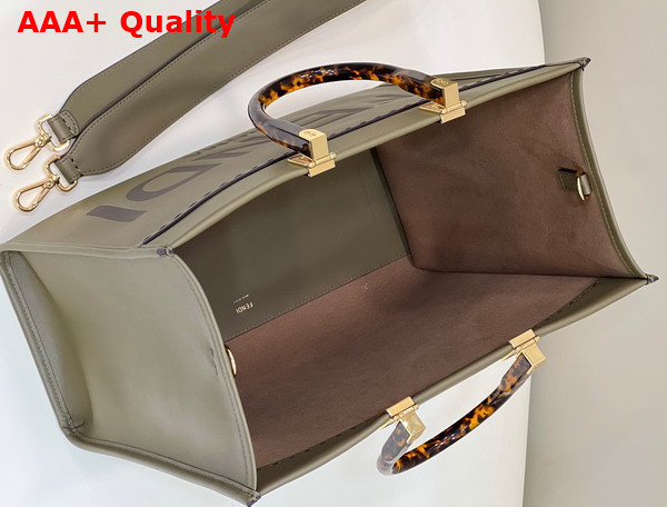 Fendi Sunshine Medium Green Leather Shopper Replica