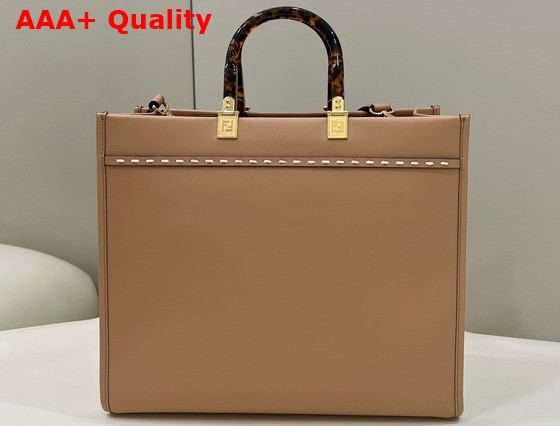 Fendi Sunshine Medium Light Brown Leather and Elaphe Shopper Bag Replica