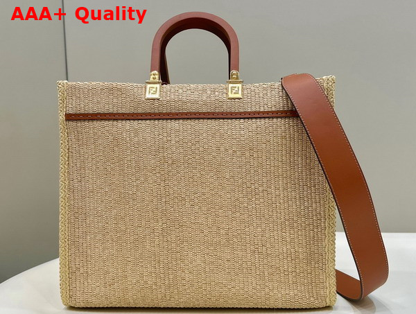 Fendi Sunshine Medium Shopper in Natural Straw Replica