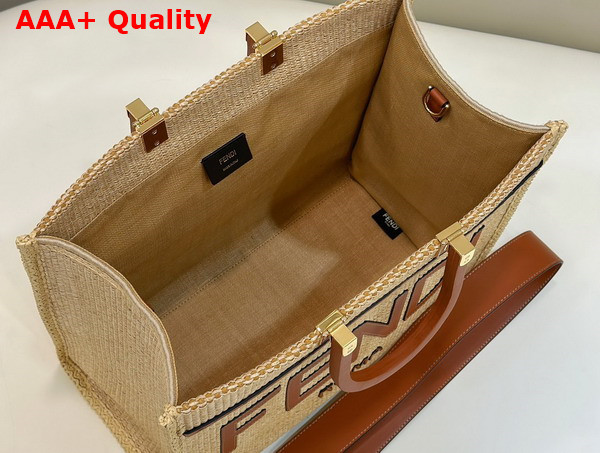 Fendi Sunshine Medium Shopper in Natural Straw Replica