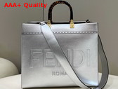 Fendi Sunshine Medium Silver Laminated Leather Shopper Replica