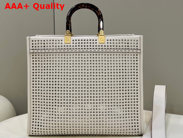 Fendi Sunshine Medium Two Toned Perforated Leather Shopper Replica