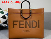 Fendi Sunshine Shopper Brown Leather Shopper Replica