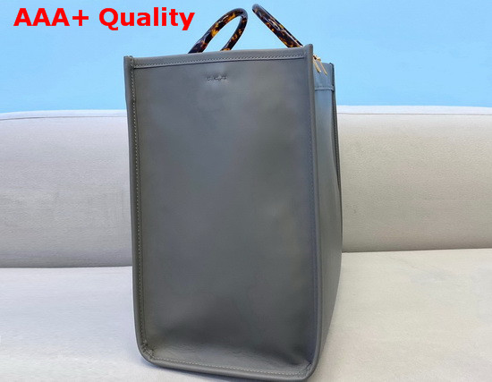 Fendi Sunshine Shopper in Gray Leather with Heat Stamped FENDI ROMA Replica