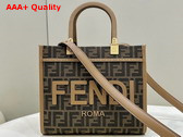 Fendi Sunshine Small Brown FF Jacquard Fabric Bag Replica