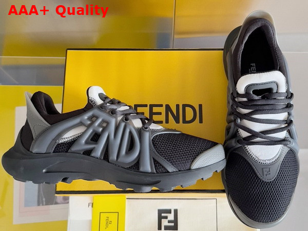 Fendi Tag Sneakers Black Technical Mesh Running Sneakers Replica