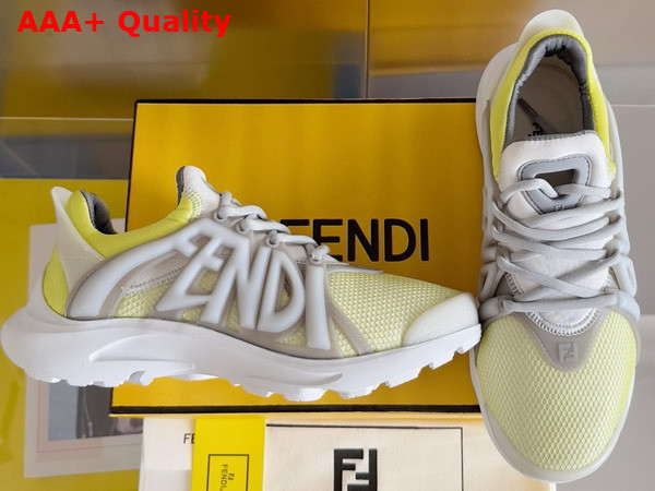 Fendi Tag Sneakers Yellow Technical Mesh Running Sneakers Replica