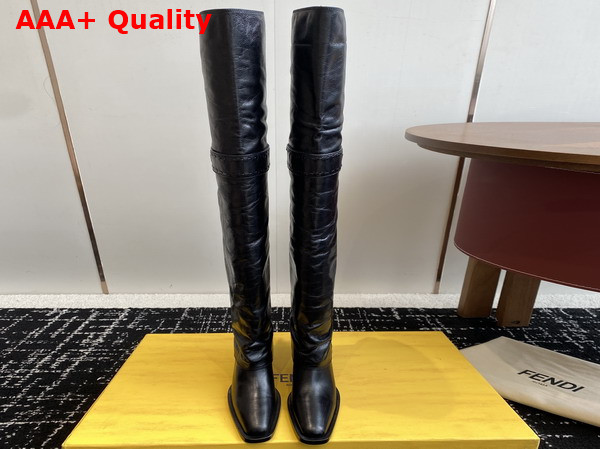 Fendi Thigh Boot in Black Leather Replica