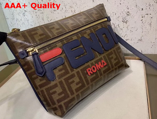 Fendi Toiletry Case Dark Brown Glazed Fabric with FF Motif Replica