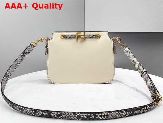 Fendi Touch White Leather Bag with Python Printed Elaphe Leather Details Replica