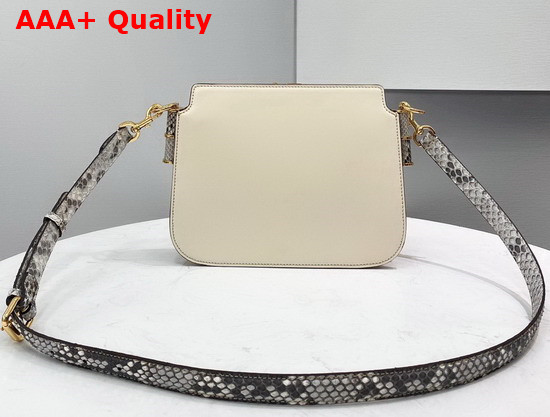 Fendi Touch White Leather Bag with Python Printed Elaphe Leather Details Replica
