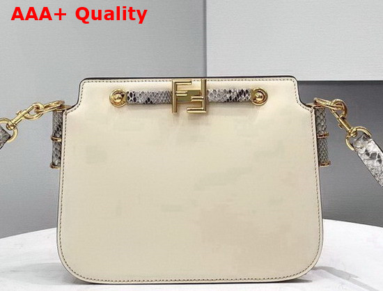 Fendi Touch White Leather Bag with Python Printed Elaphe Leather Details Replica