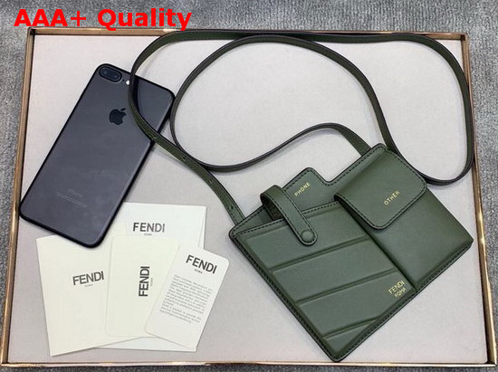 Fendi Two Pocket Mini Bag Green Leather Replica