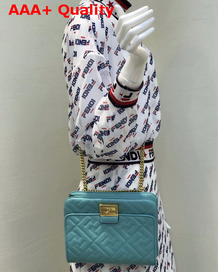 Fendi Upside Down Light Blue Leather Bag Replica