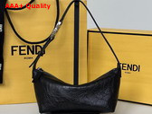 Fendi Vanity Pouch Small Crackled Black Leather Bag Replica