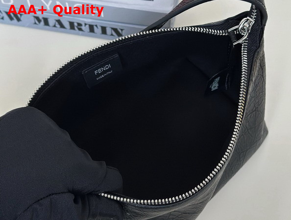 Fendi Vanity Pouch Small Crackled Black Leather Bag Replica