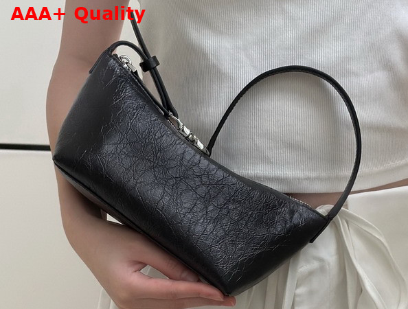 Fendi Vanity Pouch Small Crackled Black Leather Bag Replica