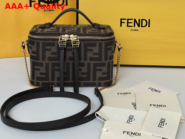 Fendi Vanity Tobacco Brown FF Jacquard Fabric Mini Bag Replica