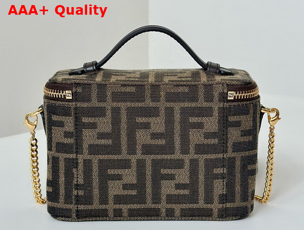 Fendi Vanity Tobacco Brown FF Jacquard Fabric Mini Bag Replica
