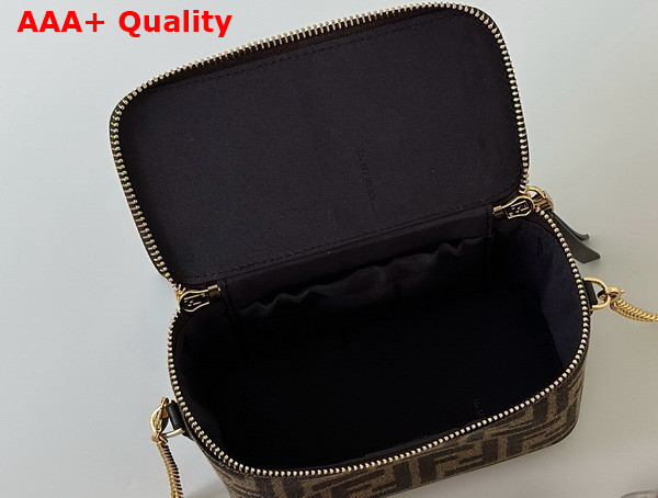 Fendi Vanity Tobacco Brown FF Jacquard Fabric Mini Bag Replica