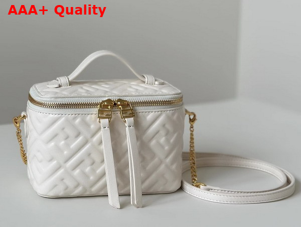 Fendi Vanity White Nappa Leather Mini Bag with FF Motif Replica
