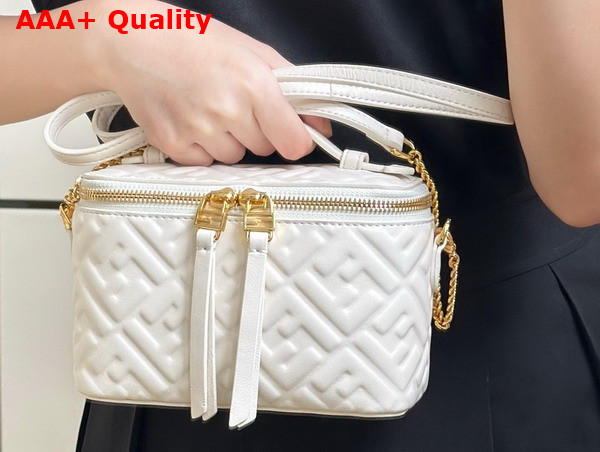 Fendi Vanity White Nappa Leather Mini Bag with FF Motif Replica