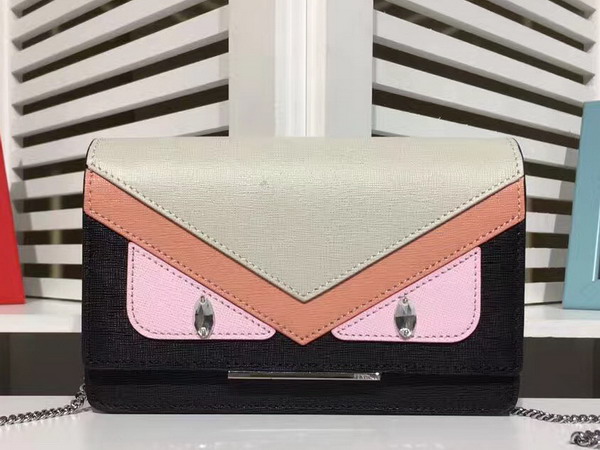 Fendi Wallet On Chain in Black Leather with Inlays For Sale