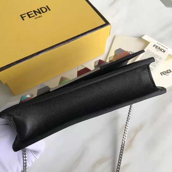 Fendi Wallet On Chain in Black Leather with Multicoloured Studs For Sale