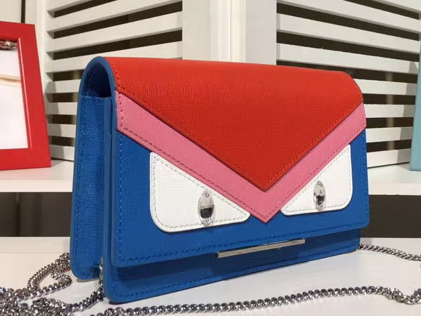 Fendi Wallet On Chain in Blue Leather with Inlays For Sale