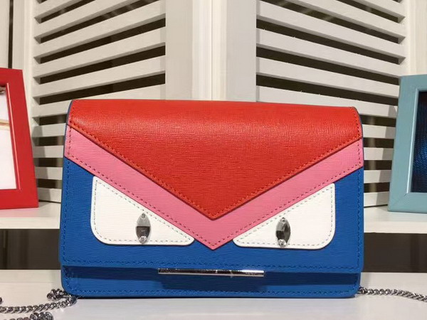 Fendi Wallet On Chain in Blue Leather with Inlays For Sale