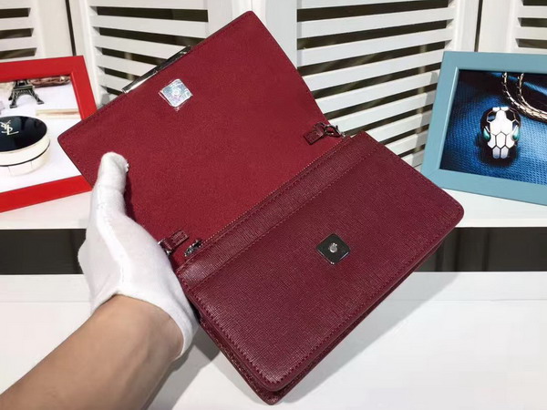 Fendi Wallet On Chain in Bordeaux Leather with Inlays For Sale