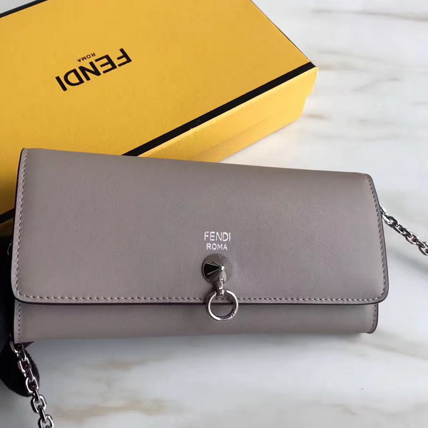 Fendi Wallet On Chain in Dove Grey Calfskin For Sale