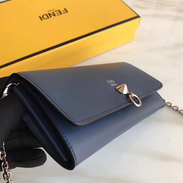 Fendi Wallet On Chain in Midnight Blue Calfskin For Sale
