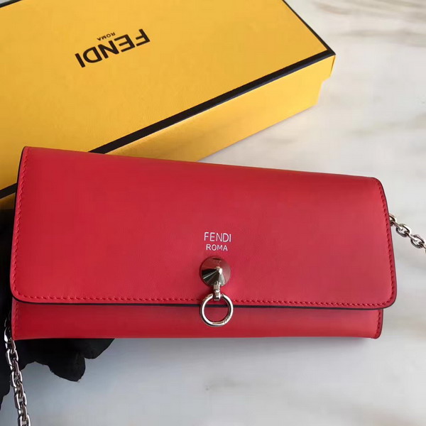 Fendi Wallet On Chain in Red Calfskin For Sale