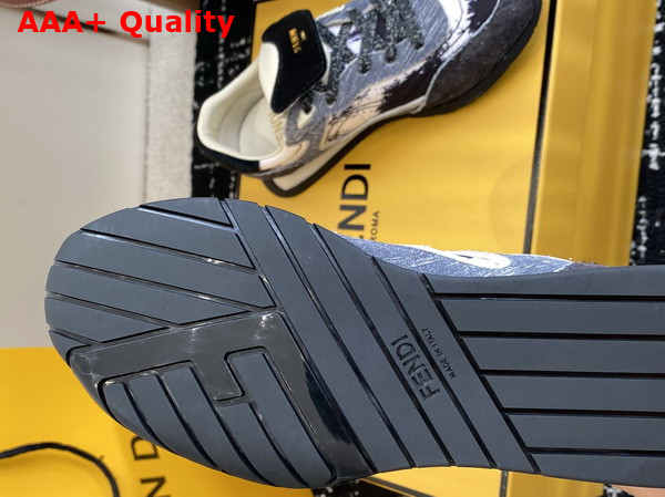 Fendi Wave Pulse Gray Fabric and Black Cavallino Calfskin Low Tops Replica