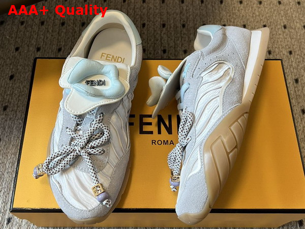 Fendi Wave Pulse Light Grey Fabric and Suede Low Tops Replica