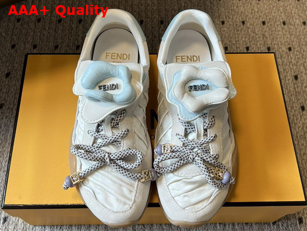 Fendi Wave Pulse Light Grey Fabric and Suede Low Tops Replica