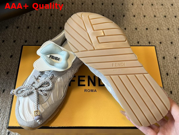 Fendi Wave Pulse Light Grey Fabric and Suede Low Tops Replica
