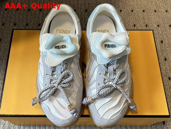 Fendi Wave Pulse Light Grey Fabric and Suede Low Tops Replica