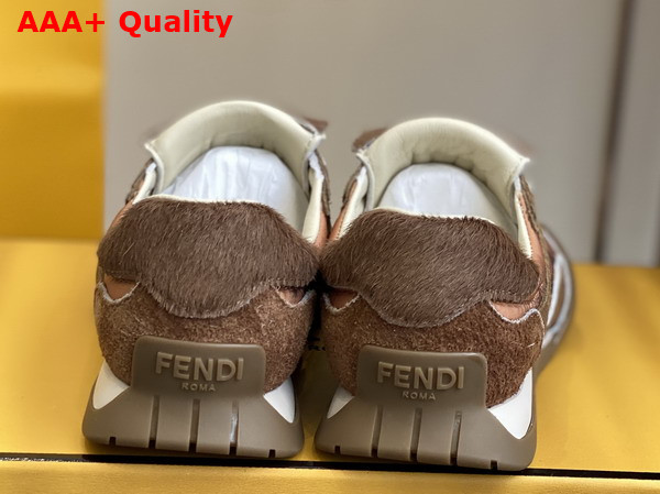 Fendi Wave Pulse Orange Fabric and Brown Cavallino Calfskin Low Tops Replica