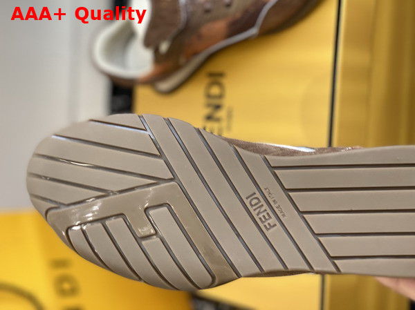 Fendi Wave Pulse Orange Fabric and Brown Cavallino Calfskin Low Tops Replica