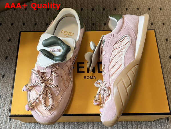 Fendi Wave Pulse Pink Fabric and Suede Low Tops Replica