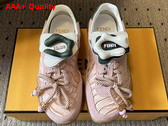Fendi Wave Pulse Pink Fabric and Suede Low Tops Replica