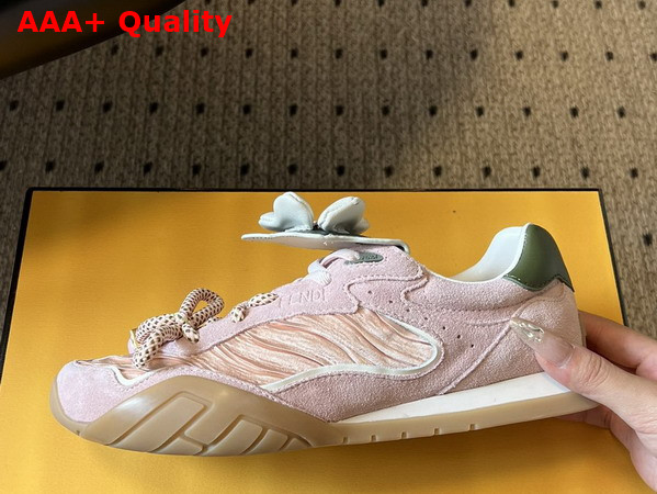 Fendi Wave Pulse Pink Fabric and Suede Low Tops Replica