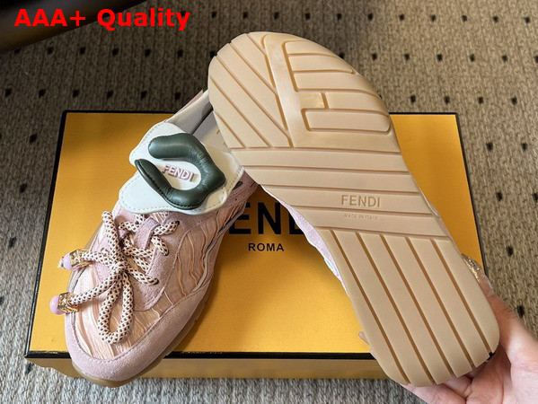 Fendi Wave Pulse Pink Fabric and Suede Low Tops Replica