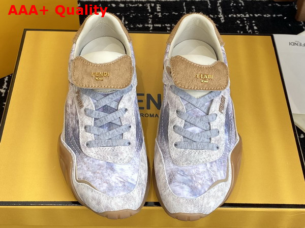 Fendi Wave Pulse White Fabric and Beige Cavallino Calfskin Low Tops Replica