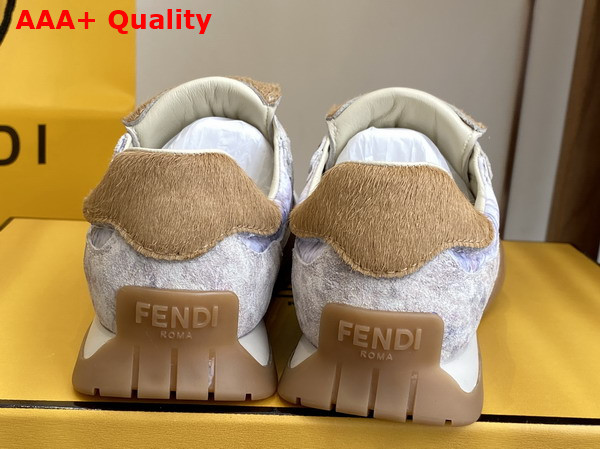 Fendi Wave Pulse White Fabric and Beige Cavallino Calfskin Low Tops Replica